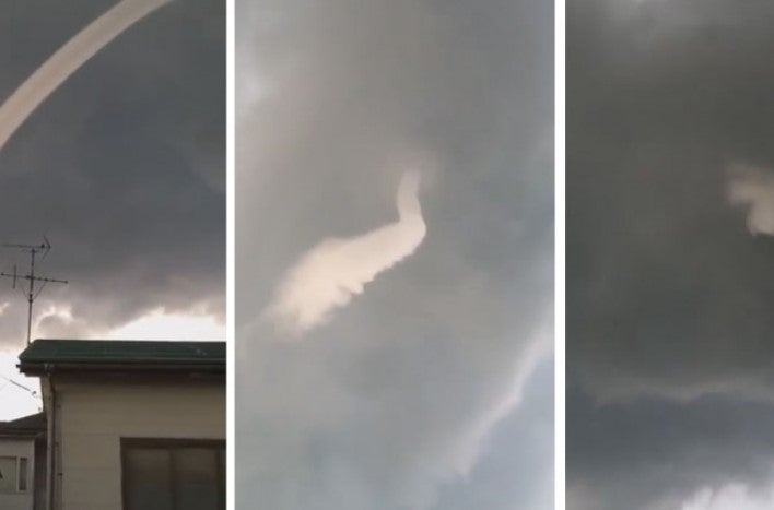 Aparece una nube con forma de serpiente en el cielo de Japón