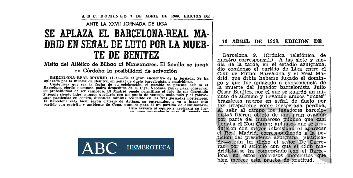 El Barça- Real Madrid se aplaza hasta el martes próximo. Fue en la 67-68