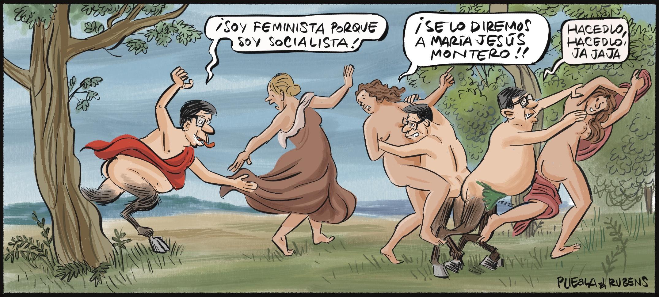 Las ninfas de Diana sorprendidas por faunos socialistas