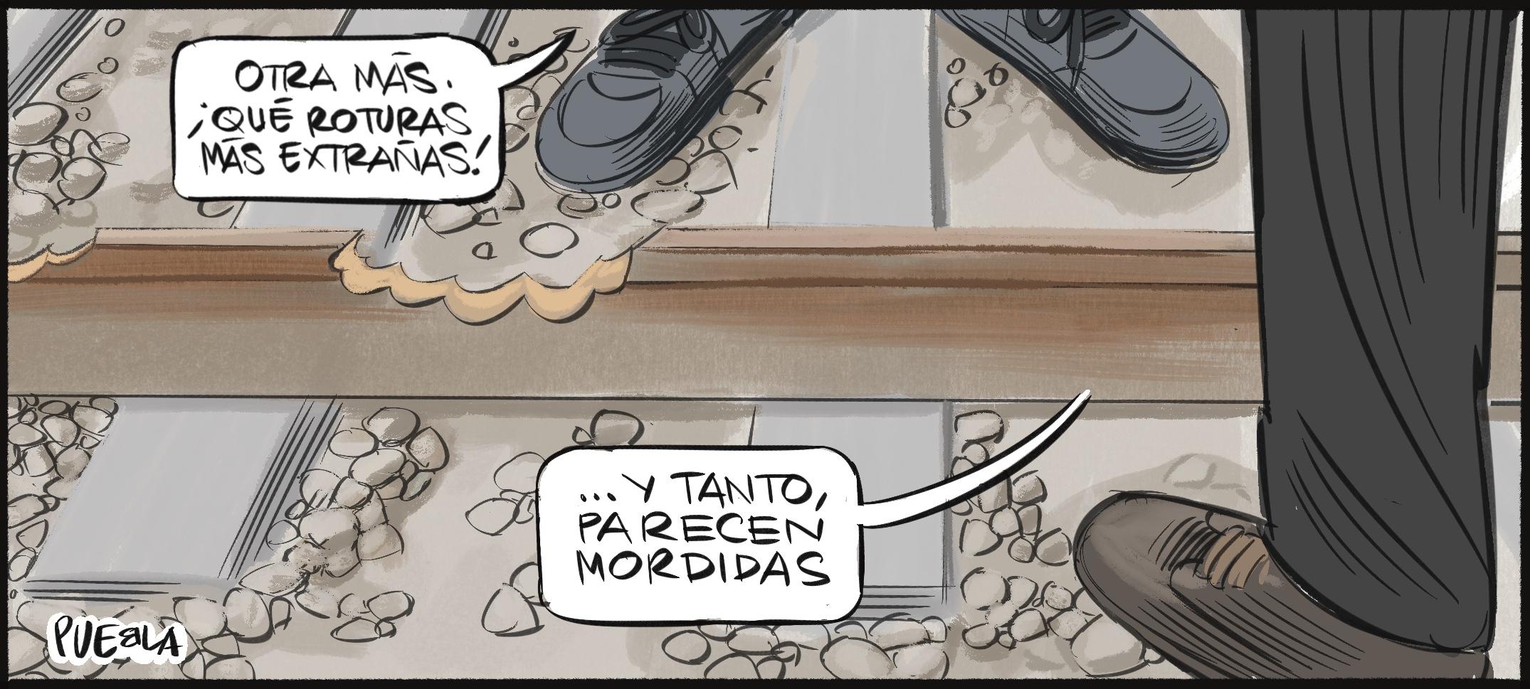 Extrañas roturas nuevas en las vías. Muy extraño