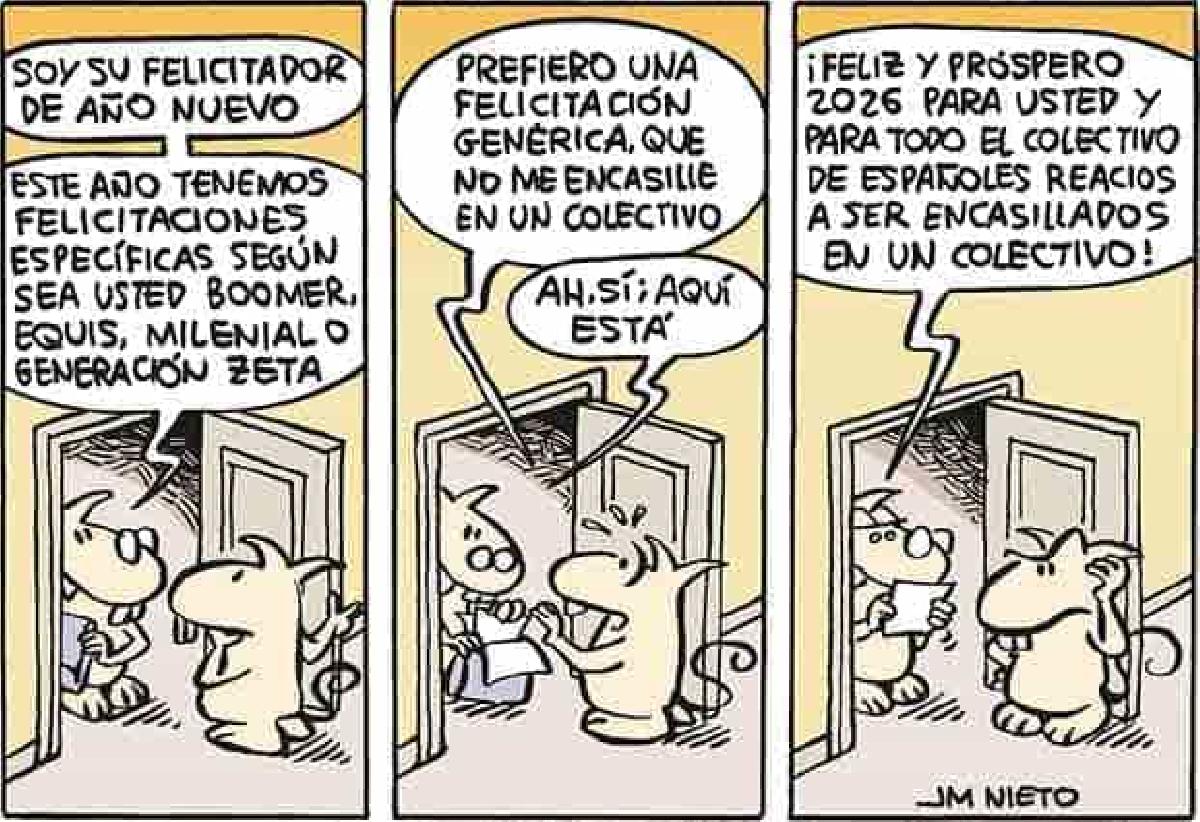 La tradicional viñeta del “felicitador de año nuevo” a domicilio