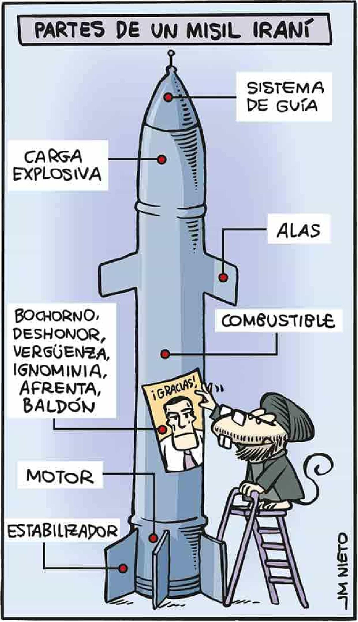 Partes de un misil iraní