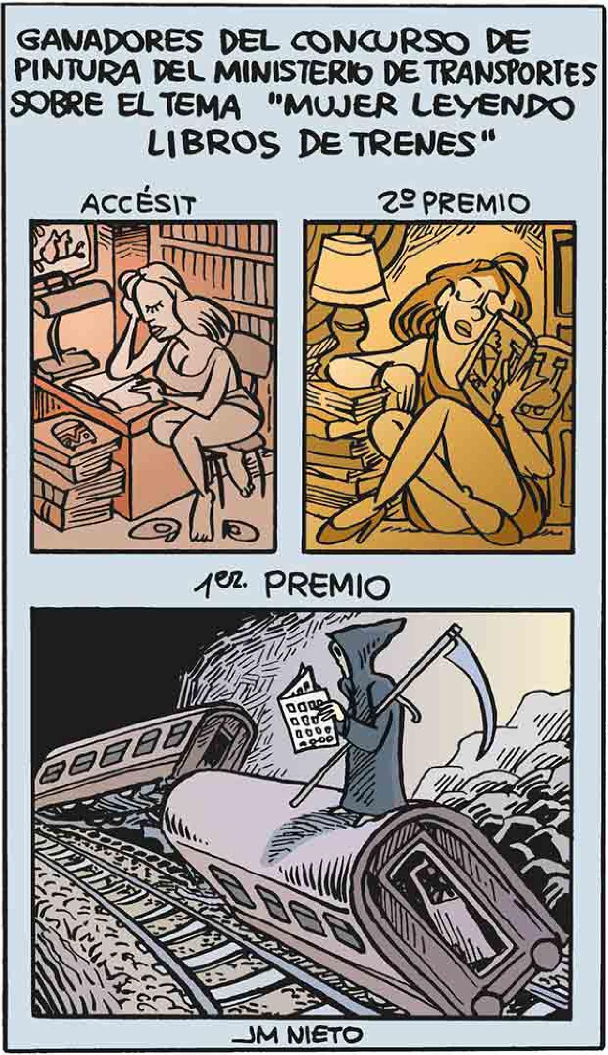 Mujer leyendo libros de trenes
