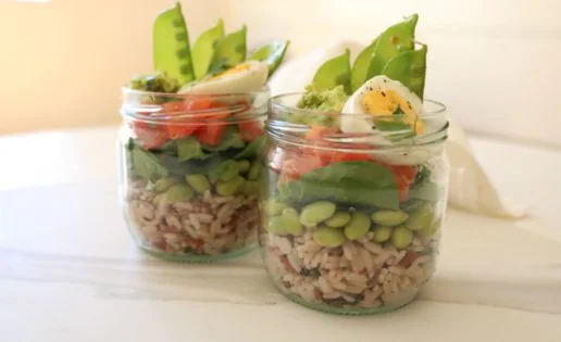 Recetas en tarros de cristal: ensalada de arroz salvaje y edamames