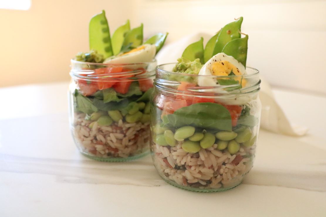 Recetas en tarros de cristal: ensalada de arroz salvaje y edamames