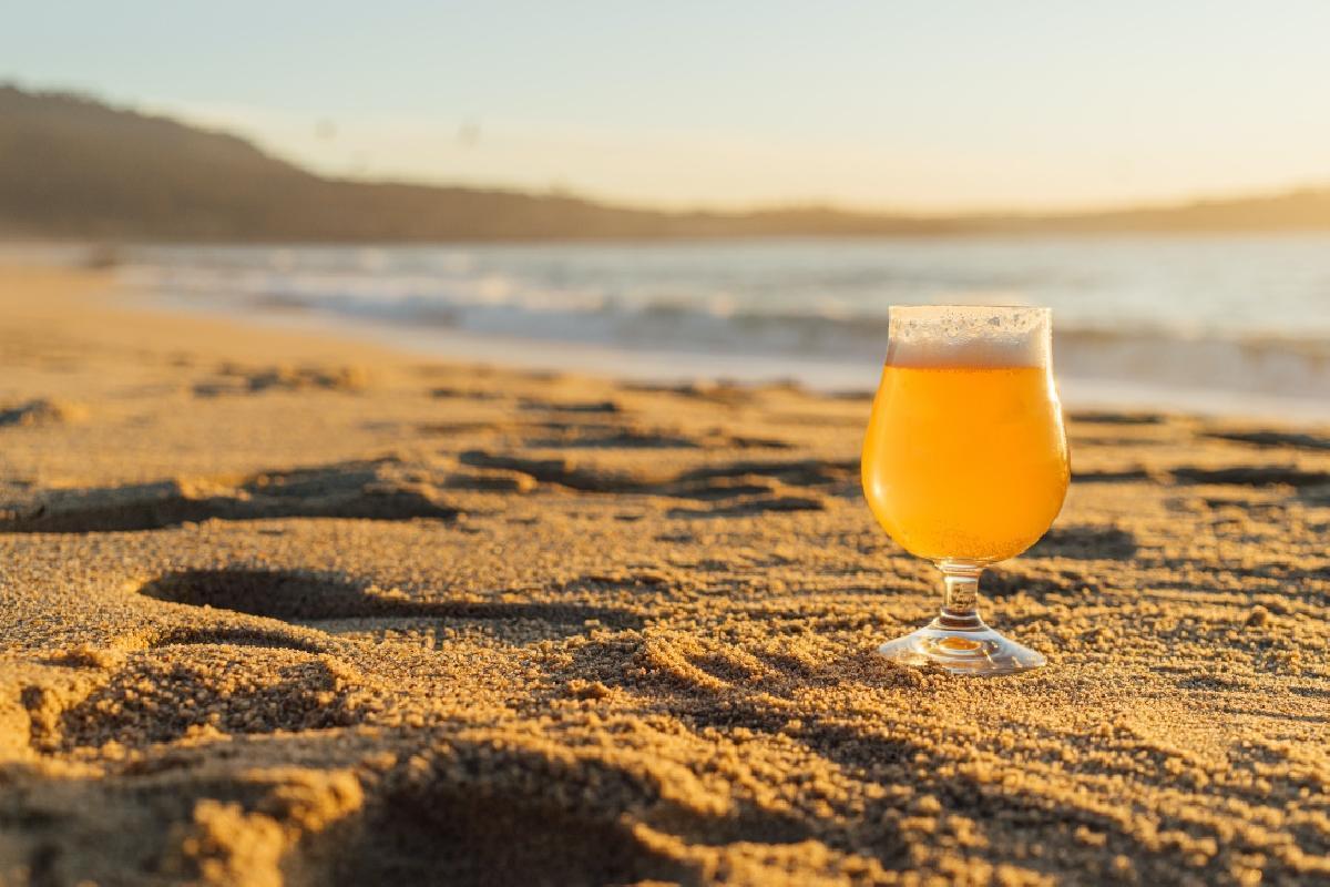 cold beer in the sand of the beach of  Isla Mujeres.