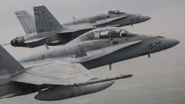 Siete cazas F-18 del Ala 15 (Zaragoza), de maniobras con la OTAN en Holanda