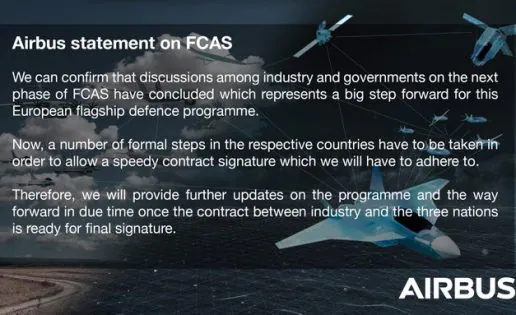 FCAS: acuerdo entre compañías y gobiernos para la “rápida firma del contrato”