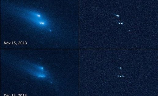 El Hubble capta cómo un asteroide se parte en diez pedazos
