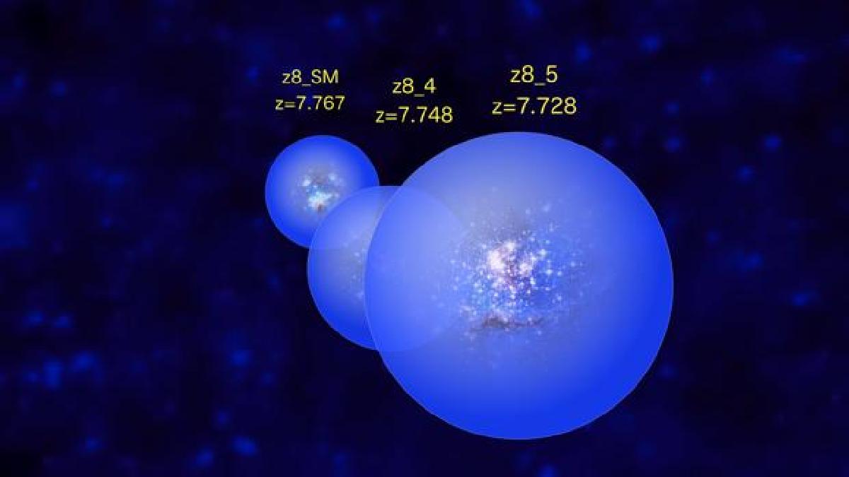 Observan, por primera vez, a tres lejanas galaxias disipando la niebla de la Edad Oscura del Universo